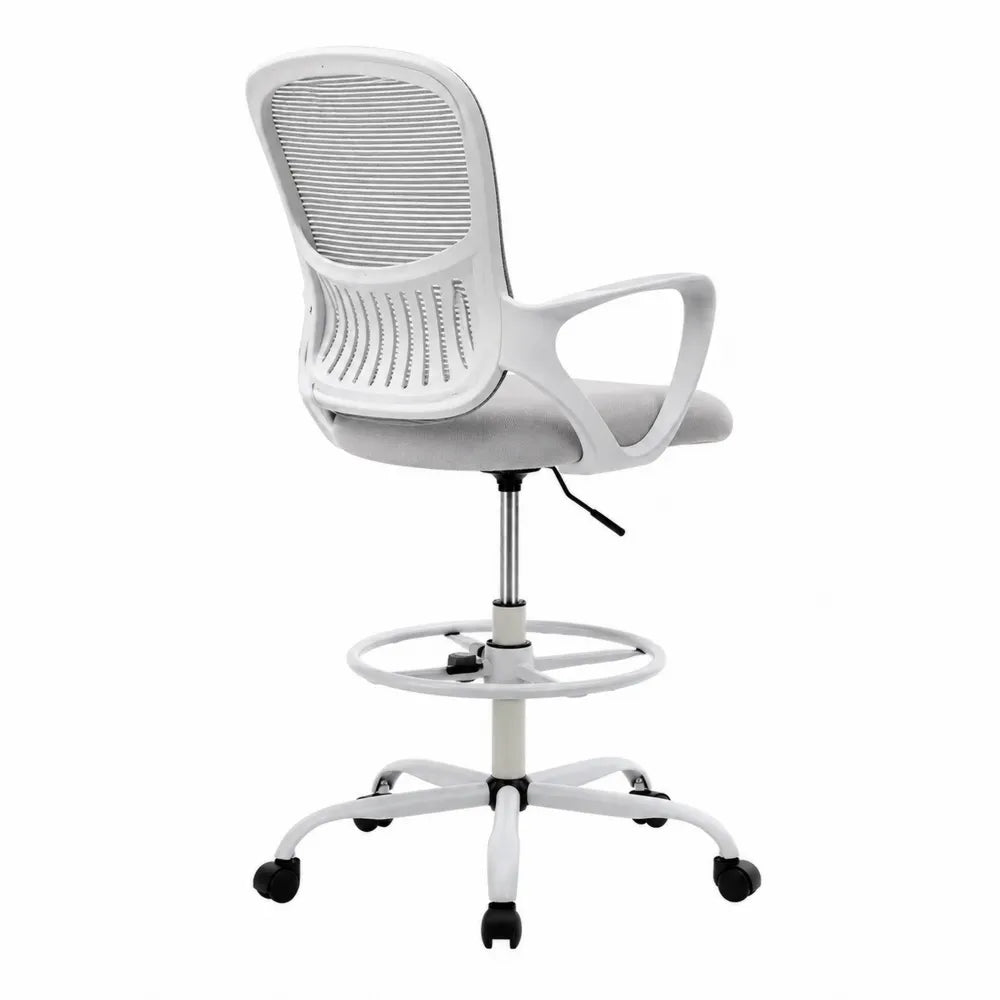 Chaise de bureau en maille avec roulettes Blanc