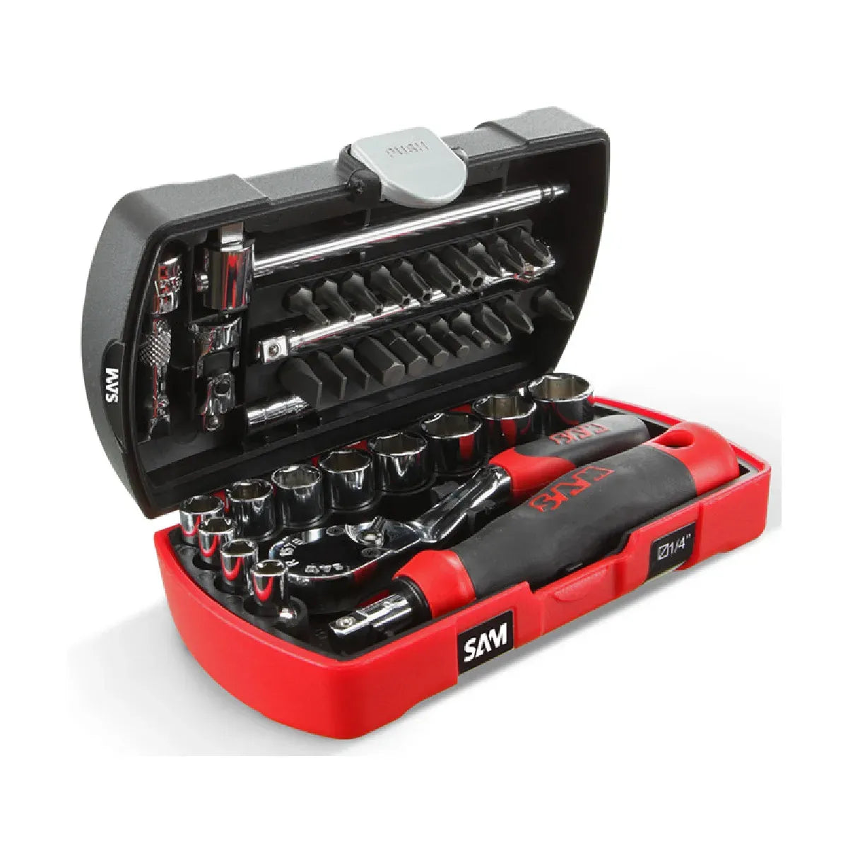 39 pièces Coffret d'outils, 39 pièces, douilles, pince multifonctions, acier Cr-V, Sam Outillage Coffret d'outils pocket