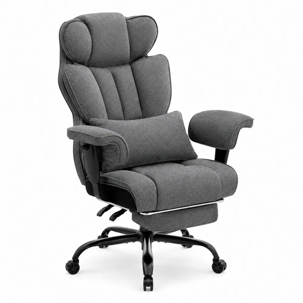Chaise de bureau en métal et tissu polyester gris