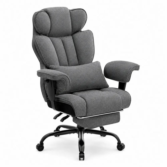 Chaise de bureau en métal et tissu polyester gris