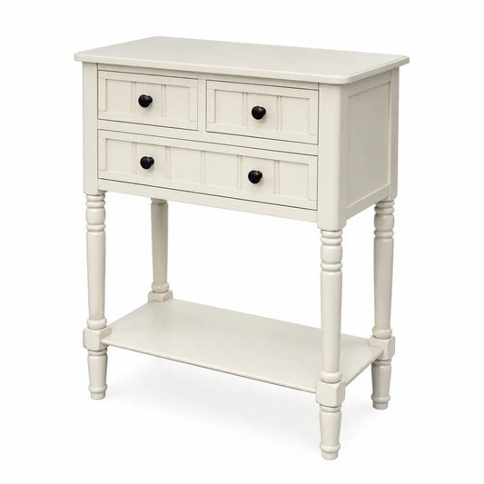 Console en bois avec 2 tiroirs et étagère