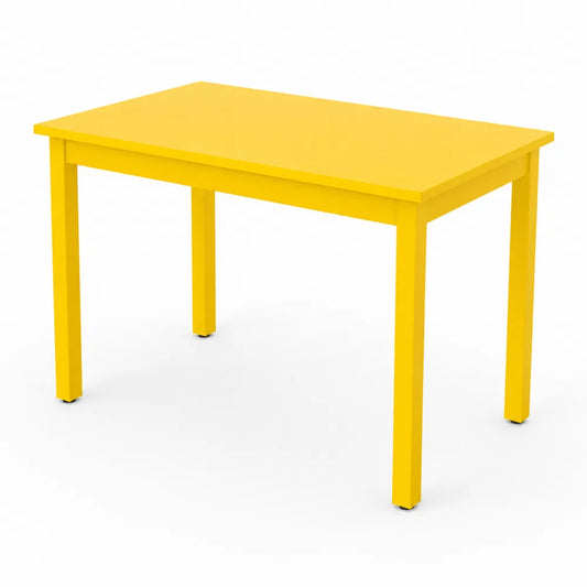 Table rectangulaire en bois jaune 120cm x 80cm x 75cm
