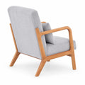 Fauteuil en bois avec revêtement en tissu côtelé gris
