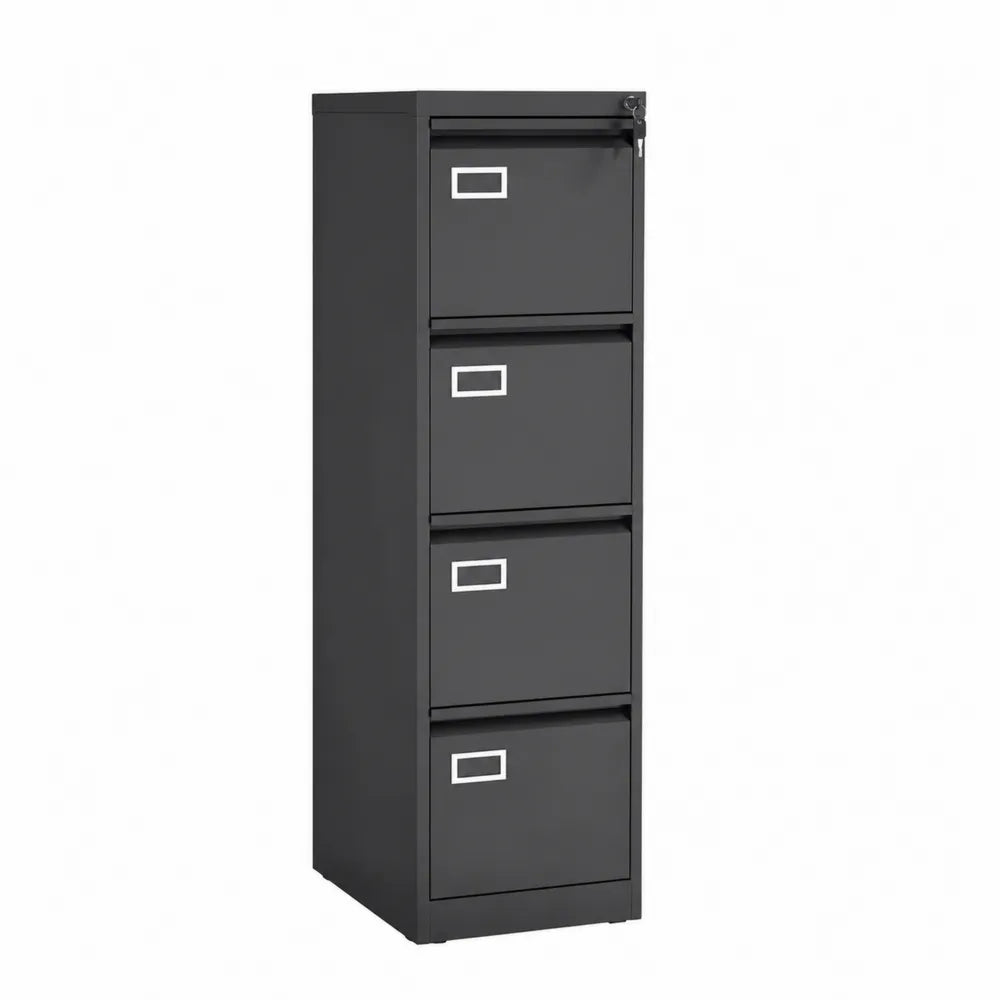 Armoire à Classeurs en Métal Noir à 4 Tiroirs