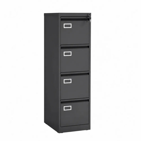 Armoire à Classeurs en Métal Noir à 4 Tiroirs