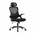 Chaise de bureau en maille noire avec appui-tête réglable