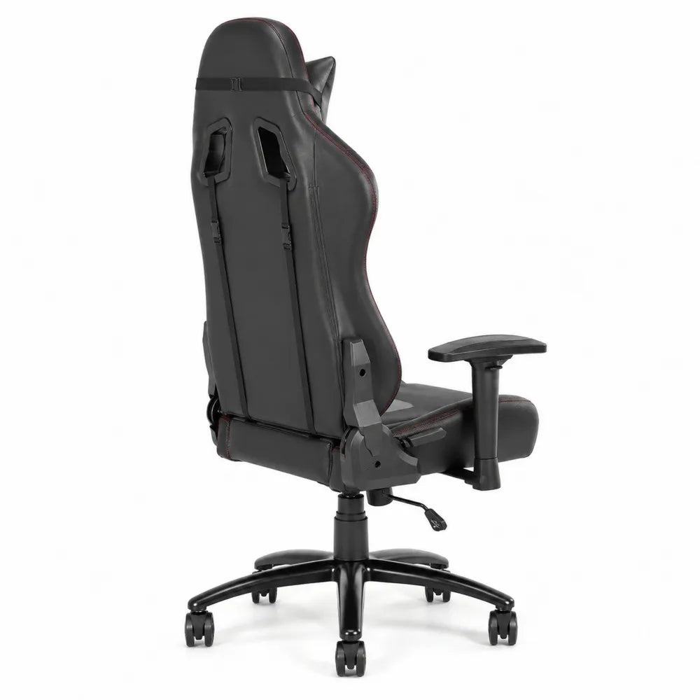 Chaise de bureau en cuir synthétique noir avec accoudoirs réglables