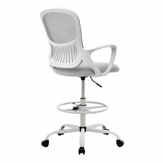 Chaise de bureau en maille avec roulettes Blanc