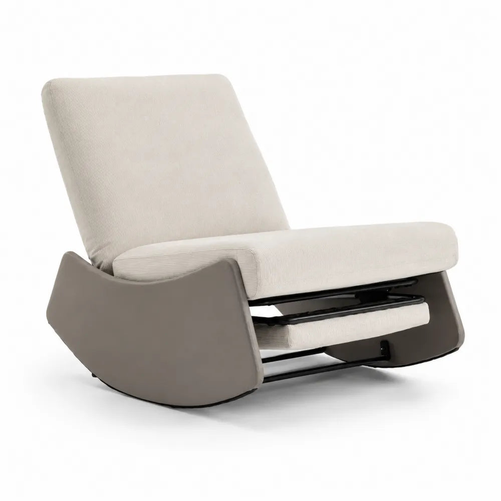 Fauteuil à bascule inclinable en tissu et métal Beige