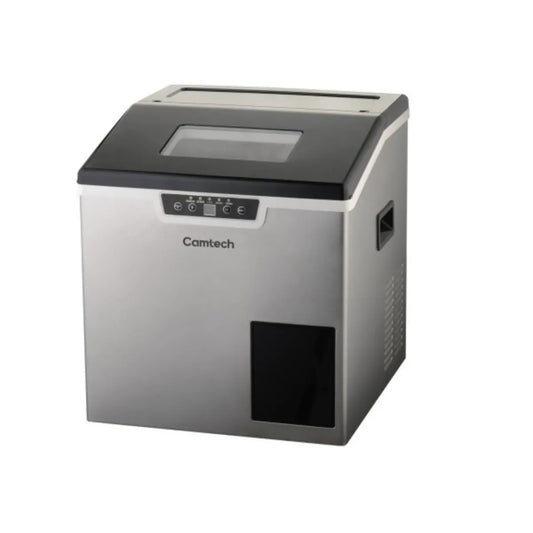 machine à glaçons, ZBS-20B - finition grise sur plan de travail - 180 W - 15 kg/24 h - bac 1,8 L - Fonction glace pilée - Indicateurs eau/bac plein