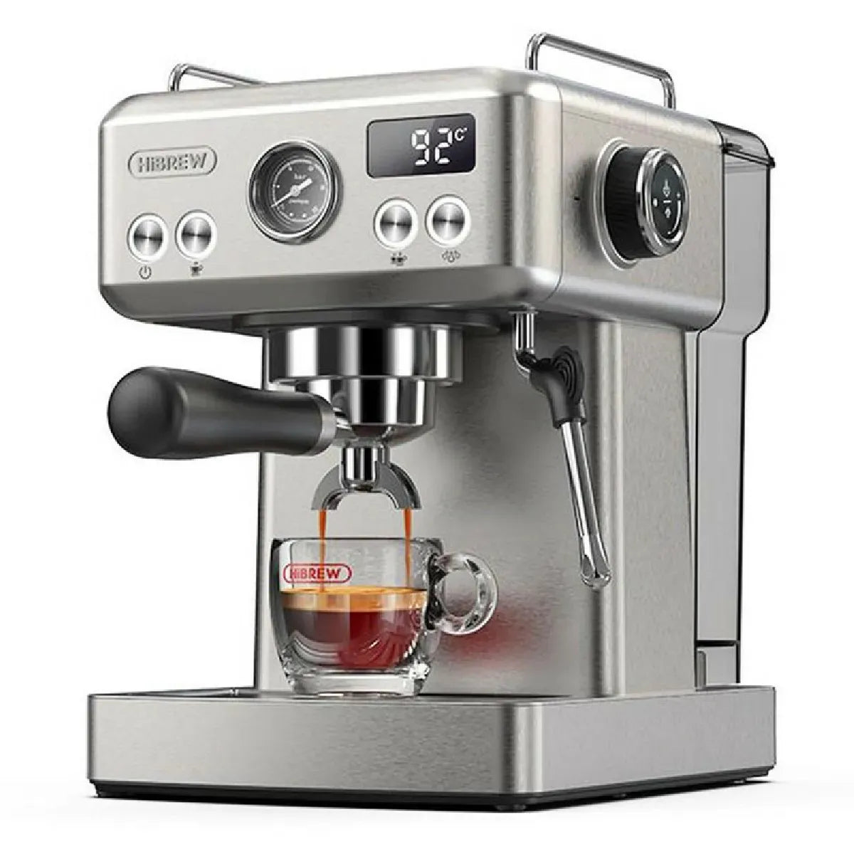 machine expresso, H10A manuelle - 19 bars - Programmable - Buse vapeur - Filtre permanent - bac d'eau amovible - Corps inox, HiBREW