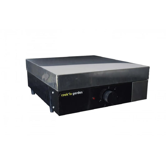 Plancha Electrique en Fonte Émaillée Avec Capot de Protection FINESTA 43 cook'in garden, puissance 2500W, finition noire